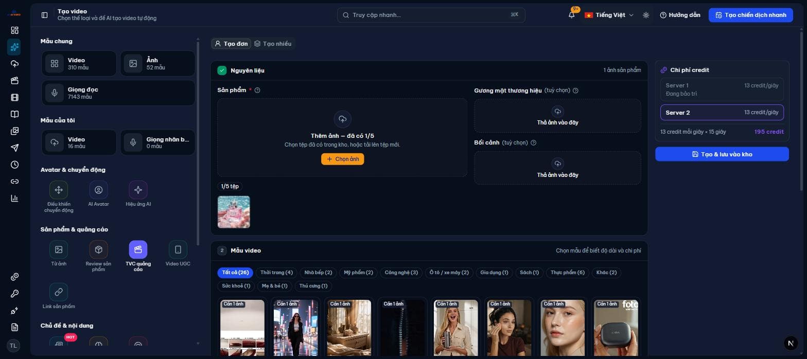 Bước Nguyên liệu của TVC với ảnh sản phẩm, gương mặt thương hiệu và bối cảnh